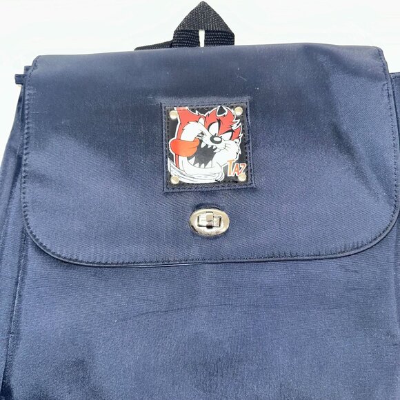 Looney Tunes Navy Blue Backpack With Tazmanian Devil Logo & Adjustable Straps - Picture 3 of 4